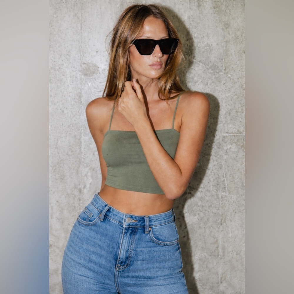 Olive Green Crop Top